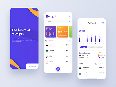 Receipt Scan App Design app banking bill blue clean concept design graph logo minimal overview purple receipts scan ui uidesign uiux ux uxdesign