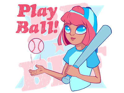 BBxBFF, Play Ball! (Eri) adobe baseball character character design cute digital digital painting drawing fun illustration painting photoshop sticker sticker design