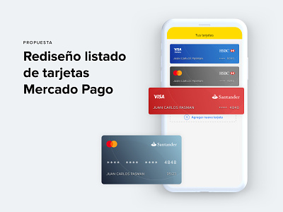 Propuesta listado de tarjetas Mercado Pago cards list design ui design ux design