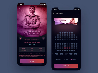 Movie Booking App android animation cinima d boss illustration interaction design ios typography ui ux web