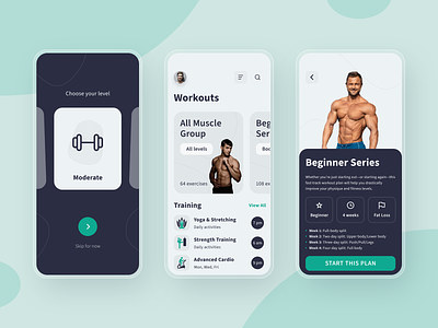 Gym workout app design activity app body builder body building cards design figma fitness gym iphone mobile personal training stats training ui ui design user interface ux visual design workout