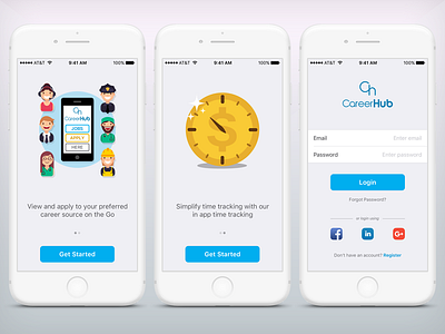 CareerHub App Onboarding app design iphone login mobile onboarding ui ux website