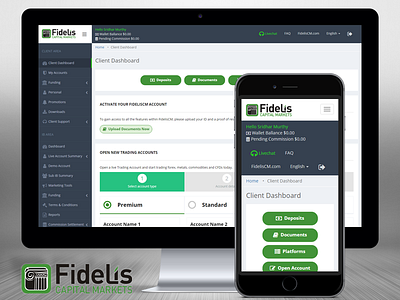 Fideliscm Admin Site Design - Client Dashboard analytics backend bootstrap css dashboard design html photoshop ui web website