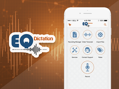 EQ Dictation - iPhone App UI/UX Design android app design dictation iphone mobile order recording service transcription ui ux
