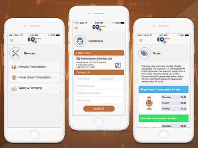 EQ Dictation - iPhone App UI/UX Design