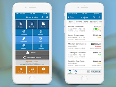 Street Invoice iPhone Dashboard android app customer dashboard design invoice iphone mobile payment ui ux web