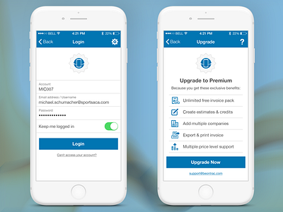 Street Invoice iPhone - Login + Upgrade to Premium android app customer dashboard design invoice iphone mobile payment ui ux web