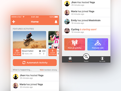 Meetntrain iPhone App UI - Home activities app design event iphone mobile photoshop ui ui elements ux