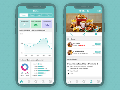 PopOpps Business iPhone App UI - Home and Merchant Profile