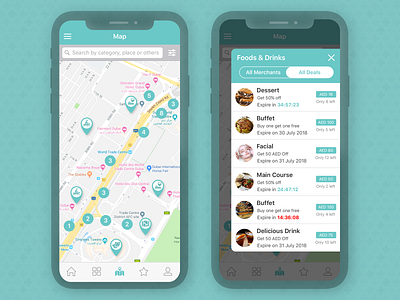 PopOpps Customer iPhone App UI - Deals on Map