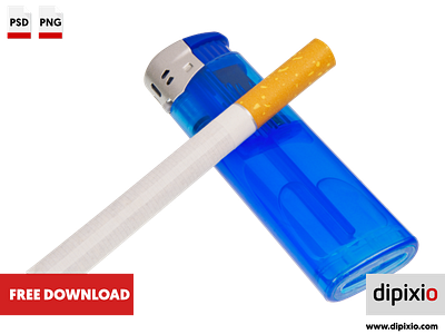 Blue lighter and cigarette