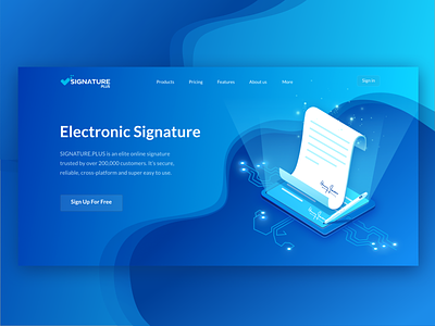 Electronic Signature document electronic illustration isometric isometry paper signature
