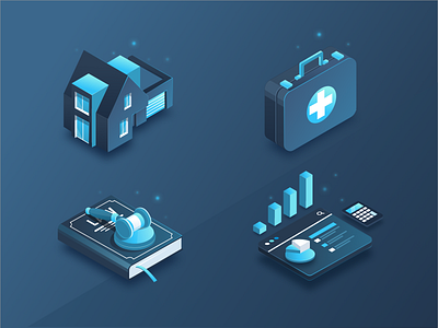 Isometric Icons accounting health illustration isometric isometry realestate tax vector