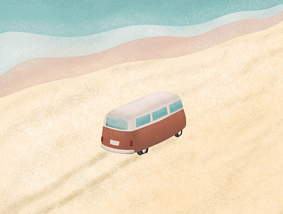 Salty Road Trip adventurer beach digital illustration illustration procreate roadtrip texture traveling van