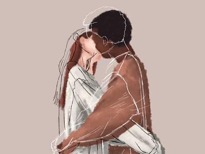 Cozy Kisses biracial blacklivesmatter couple illustration digital illustration editorial illustration fashion illustration girl illustration illustration procreate