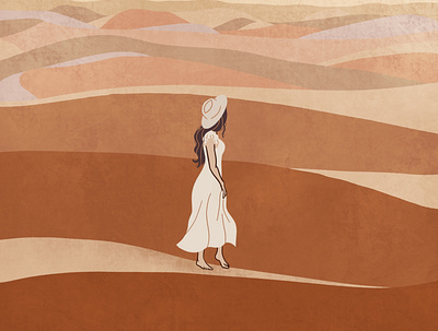 A Desert Walk desert desert illustration digital illustration editorial illustration fashion illustration girl illustration illustration travelling woman illustration
