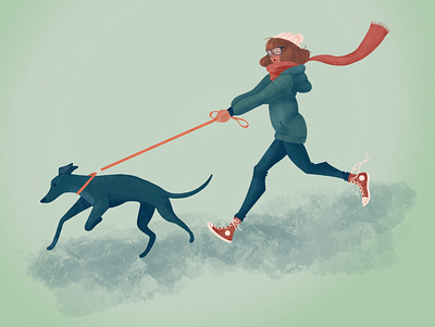 Who Walks Who converse denver dog dog art dog illustration dog walker doggy fashion illustration girl girl illustration hold on holding illustraion illustrator pet pets puppy walk walking winter