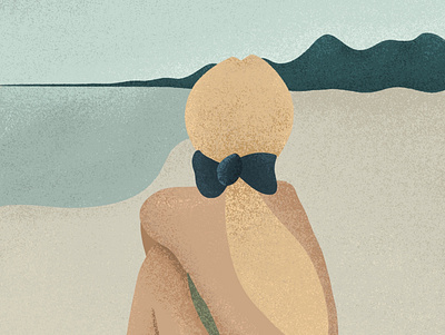 Somewhere By The Sea adventurer beach digital illustrator editorial illustration fashion illustration girl illustration grainy illustration peaceful procreate texture texture brushes