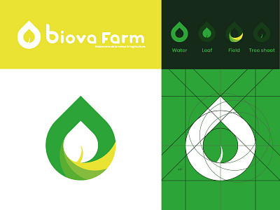 Biova Farm Brand bio branding design farm field flat icon illustration logo mark nature tree shoot vector water