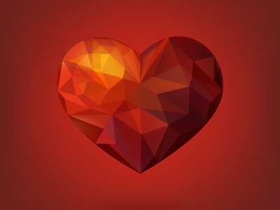 Vector love geometry heart icon love red shape vector