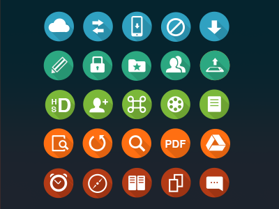 Flat icons cloud color download edit flat icon icons safari search set share time