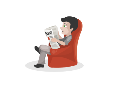 Reading Man arm chair flat illustration man newspaper read reading relax