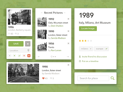 UI elements card clean geotag green interface odessa search style ui web
