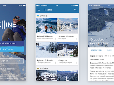 iOS app in Material Design style app card view ios login material design mobile resort ski uiux ukraine user interface winter