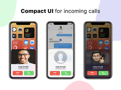 Compact UI for incoming calls app design figma interfacedesign ios iphone ux
