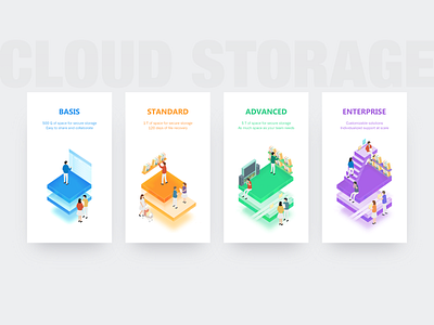 Sharing and Cooperation 2.5d cloud storage cooperation illustration sharing