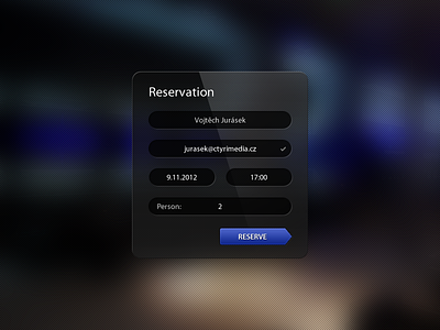Reserve form for restaurant black blue button form glass reservation reserve web website