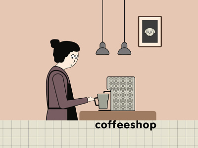 Coffee Shop art cafe cartooning character art coffee design digitalart digitaldrawing drawing editorial illustration graphic design graphicdesign illustration