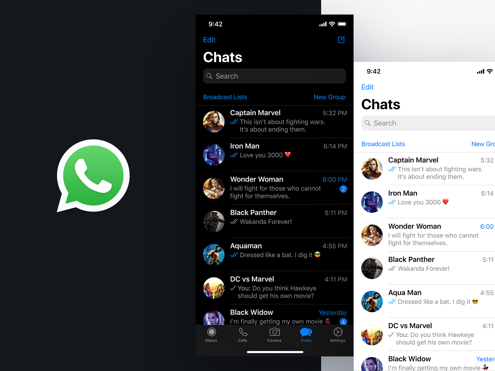 Chats Screen - Whatsapp Dark Mode for iOS by Chethan KVS on Dribbble