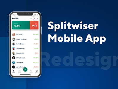 Splitwiser - Mobile App Redesign 3d card cards design cards ui cta cta button fab finance icons illustrations ios mobile mobile app mockup money progress redesign splitwise ui uiux