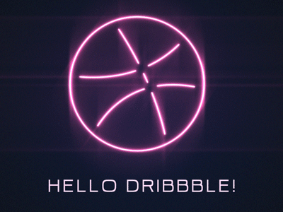 Hello Dribbble! animation dribbble glow hello intro motion neon pink sign