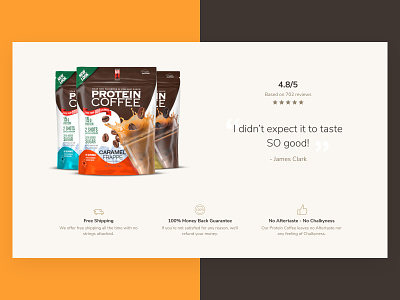 Testimonial - Ecommerce Website Redesign badges checkout checkout form coffee design ecommerce ecommerce app ecommerce design emblem faq form listing nutrition product rating redesign review testimonial video website
