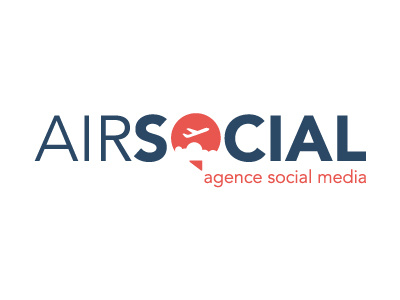 Logo Air Social agency aircraft avion bleu branding cloud concept logo logotype mark orange social media