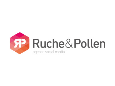 Logo Ruche&Pollen agency branding concept logo logotype mark octagon octogone orange pink rose social media
