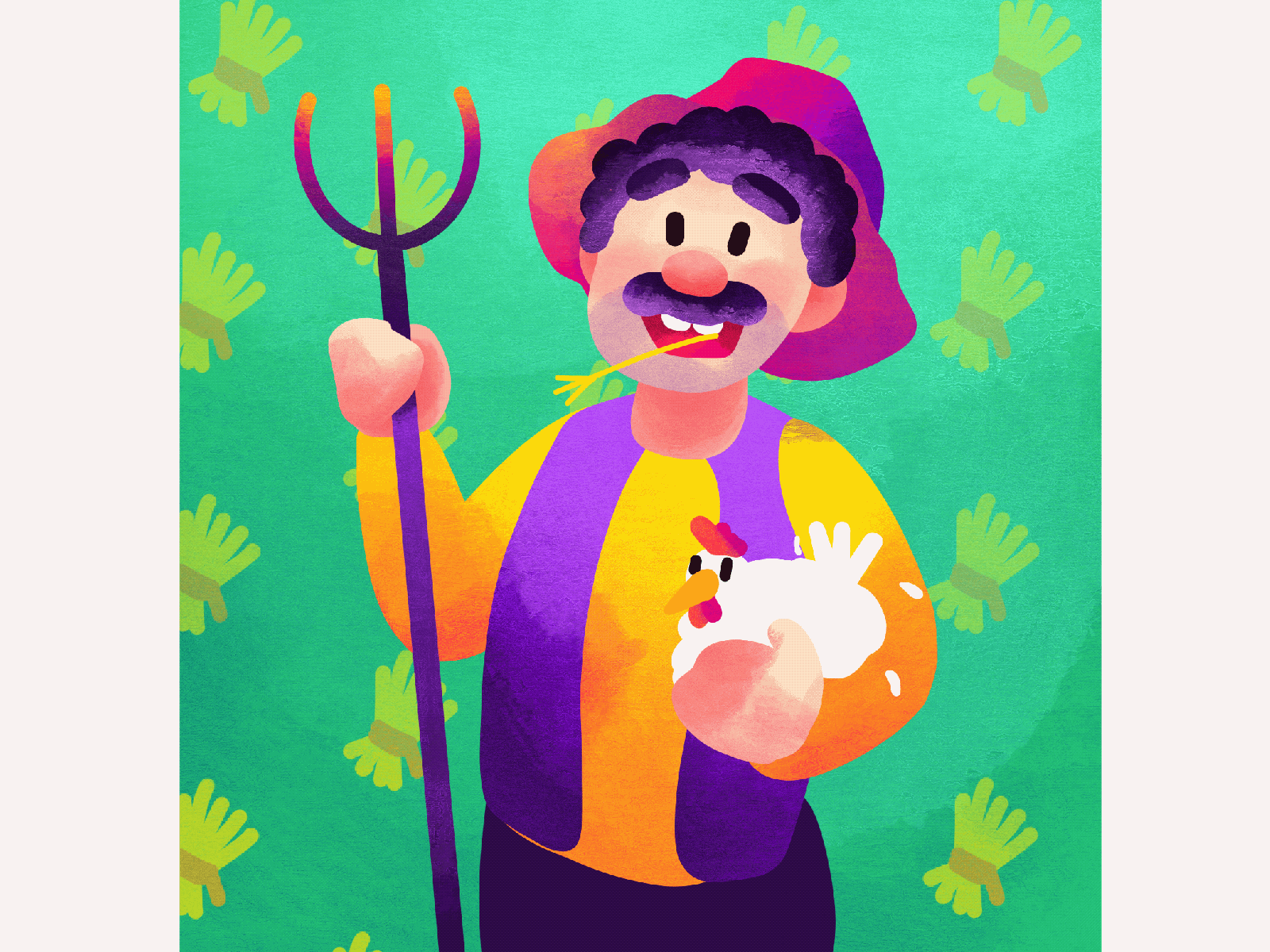 The Farmer Larry. The VIVO, card game animated gif animation 2d art artwork card design character character animation chicken colorful craft design farmer gif gradient illustration illustration design man procreate procreate art procreateapp