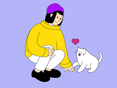 Weird cat and purple hat girl