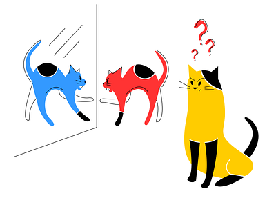 What the heck this cat is doing? adobe adobe illustrator angry blue cat cats color concept conflict design graphic design illustration illustrations illustrator question red vector web web illustration yellow