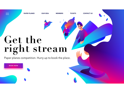 Get the right stream affinitydesigner blue boy competition concept conception design girl gradient graphic design illustration page pink plane purple typography ui vector web web deisgn