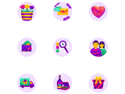 Icons for mobile application of gifts