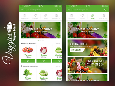 Veggies Food Delivery App Concept