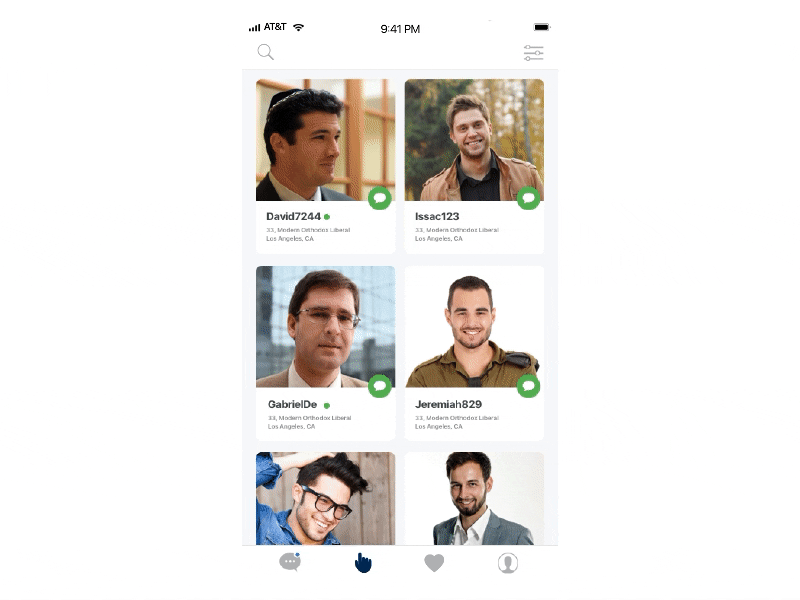 Filters app demo animation app demo app design dating demo filters gallery view jewish dating app uiux ux