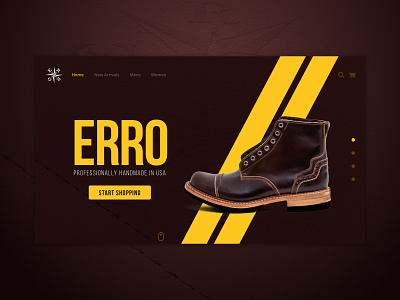 Erro Shoes Photos and Website Concept brown clean color concept erro flat landing landing page leather lines product photography shoe photography shoes website website design yellow