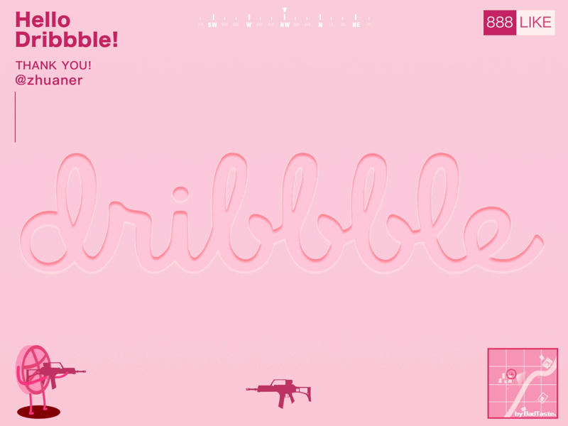 Hello Dribbble! pubg pink hello dribbble animation ui first shot debut
