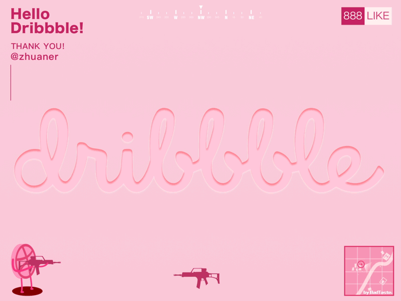 Hello Dribbble! animation debut first shot hello dribbble pink pubg ui