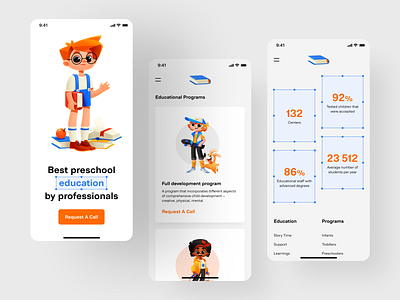 Child Development Center — Mobile Version app design child design education education app home page illustration mobile mobile app mobile ui shakuro stady ui uiux user interface design ux