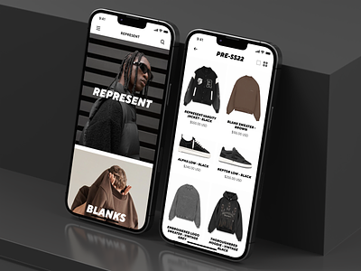 Represent App Design Concept 3d app brand clothes store concept design e-commerce environment ios iphone 13 mobile represent ui ux